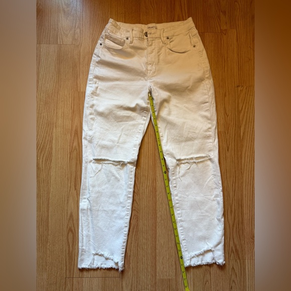 Good American White Distressed Straight Leg Jeans Size 27 - Picture 3 of 4
